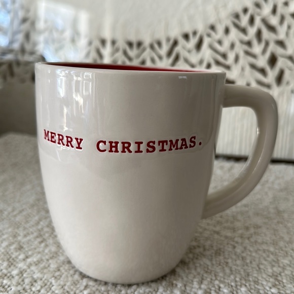Rae Dunn MERRY CHRISTMAS Coffee Mug Red Interior Holiday - Picture 1 of 7